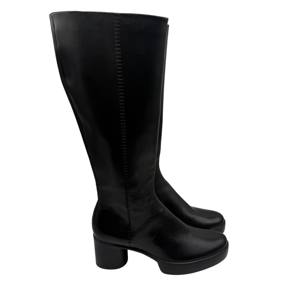 Ecco Shape Sculpted Motion 35 Long Boot size 38 Black Leather Tall Block Heel